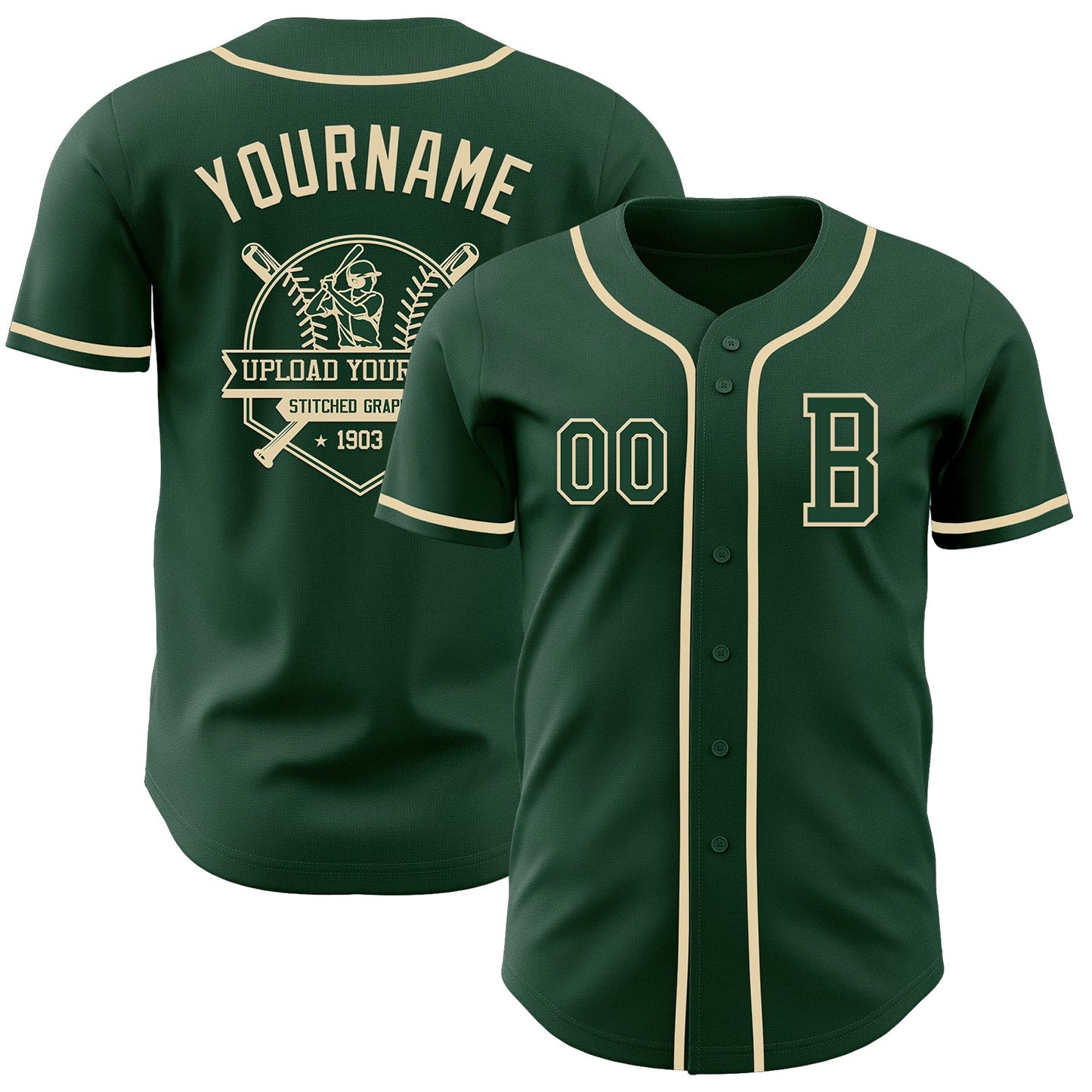 Custom Green Cream Authentic Baseball Jersey - Sky-Custom