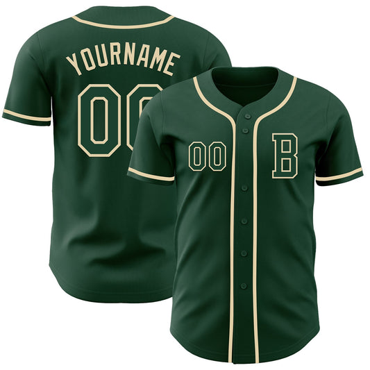 Custom Green Cream Authentic Baseball Jersey - Sky-Custom