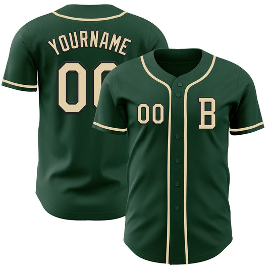 Custom Green Cream-Black Authentic Baseball Jersey - Sky-Custom