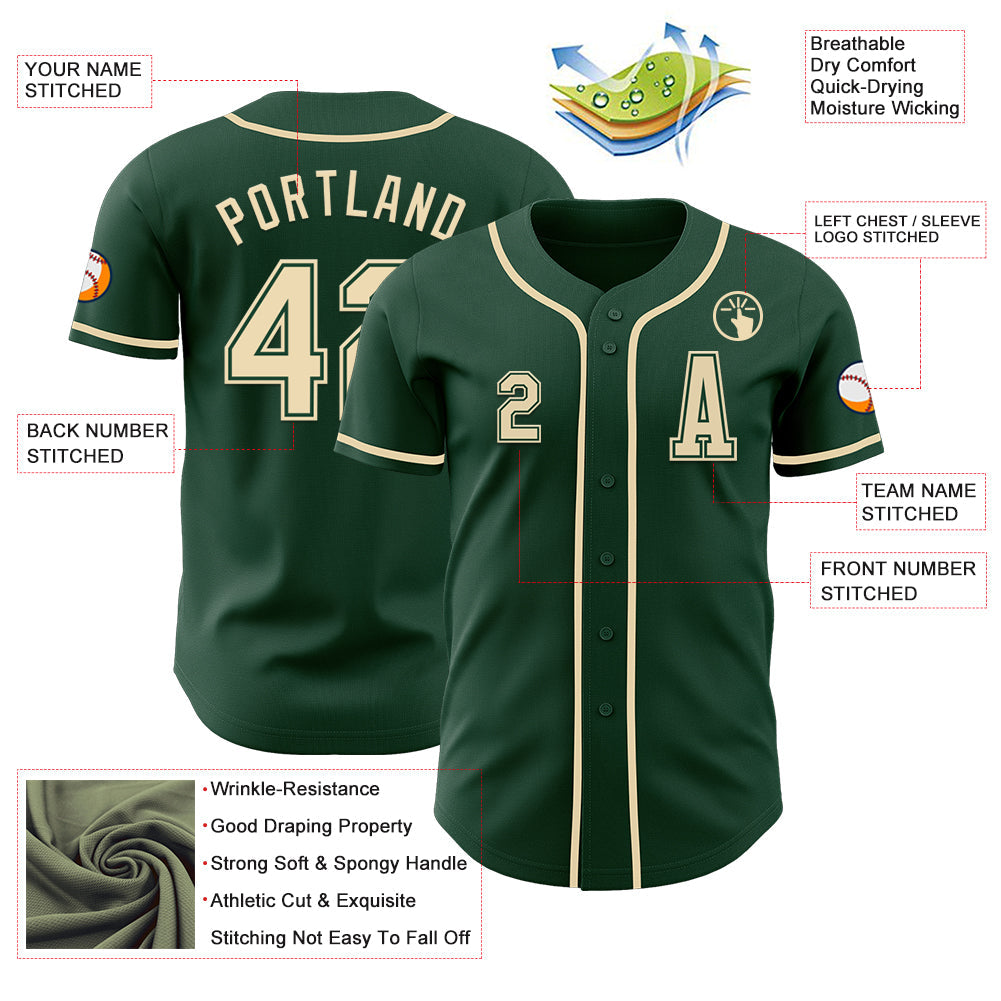 Custom Green Cream Authentic Baseball Jersey - Sky-Custom