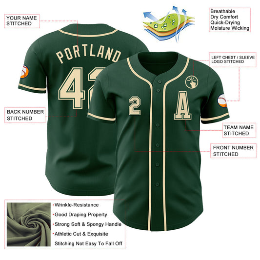 Custom Green Cream Authentic Baseball Jersey - Sky-Custom