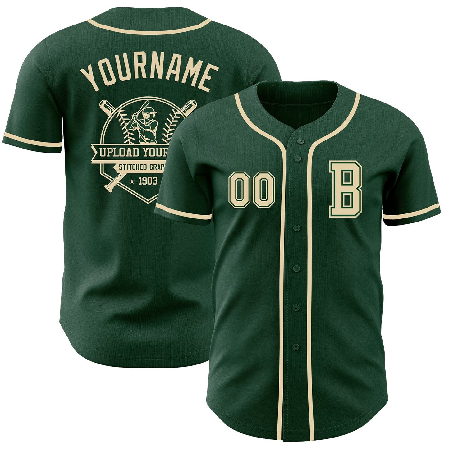 Custom Green Cream Authentic Baseball Jersey - Sky-Custom
