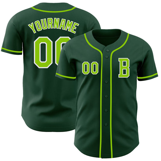 Custom Green Neon Green-White Authentic Baseball Jersey - Sky-Custom