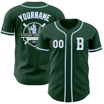 Custom Green White-Light Blue Authentic Baseball Jersey - Sky-Custom