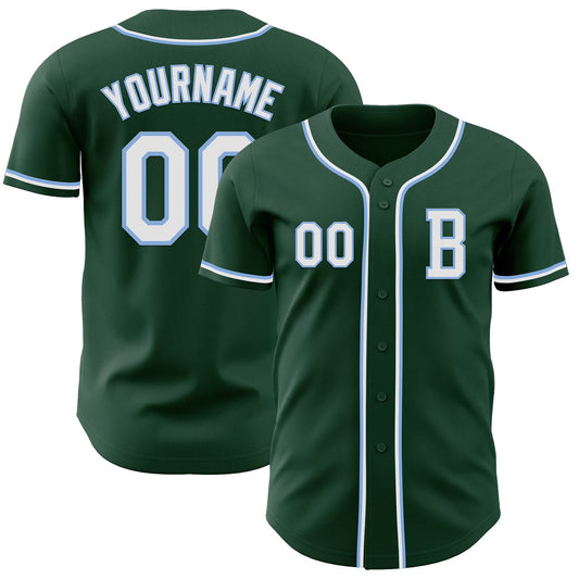 Custom Green White-Light Blue Authentic Baseball Jersey - Sky-Custom