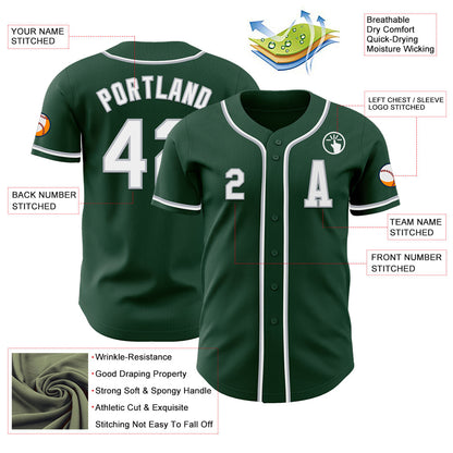 Custom Green White-Gray Authentic Baseball Jersey - Sky-Custom