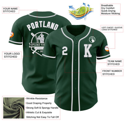 Custom Green White-Gray Authentic Baseball Jersey - Sky-Custom