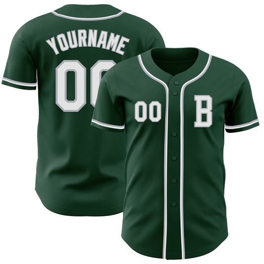Custom Green White-Gray Authentic Baseball Jersey - Sky-Custom