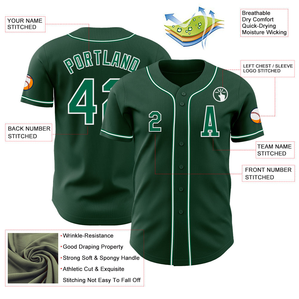 Custom Green Kelly Green-White Authentic Baseball Jersey - Sky-Custom