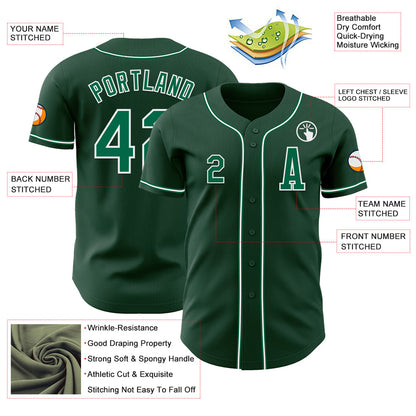 Custom Green Kelly Green-White Authentic Baseball Jersey - Sky-Custom