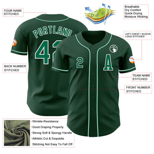 Custom Green Kelly Green-White Authentic Baseball Jersey - Sky-Custom