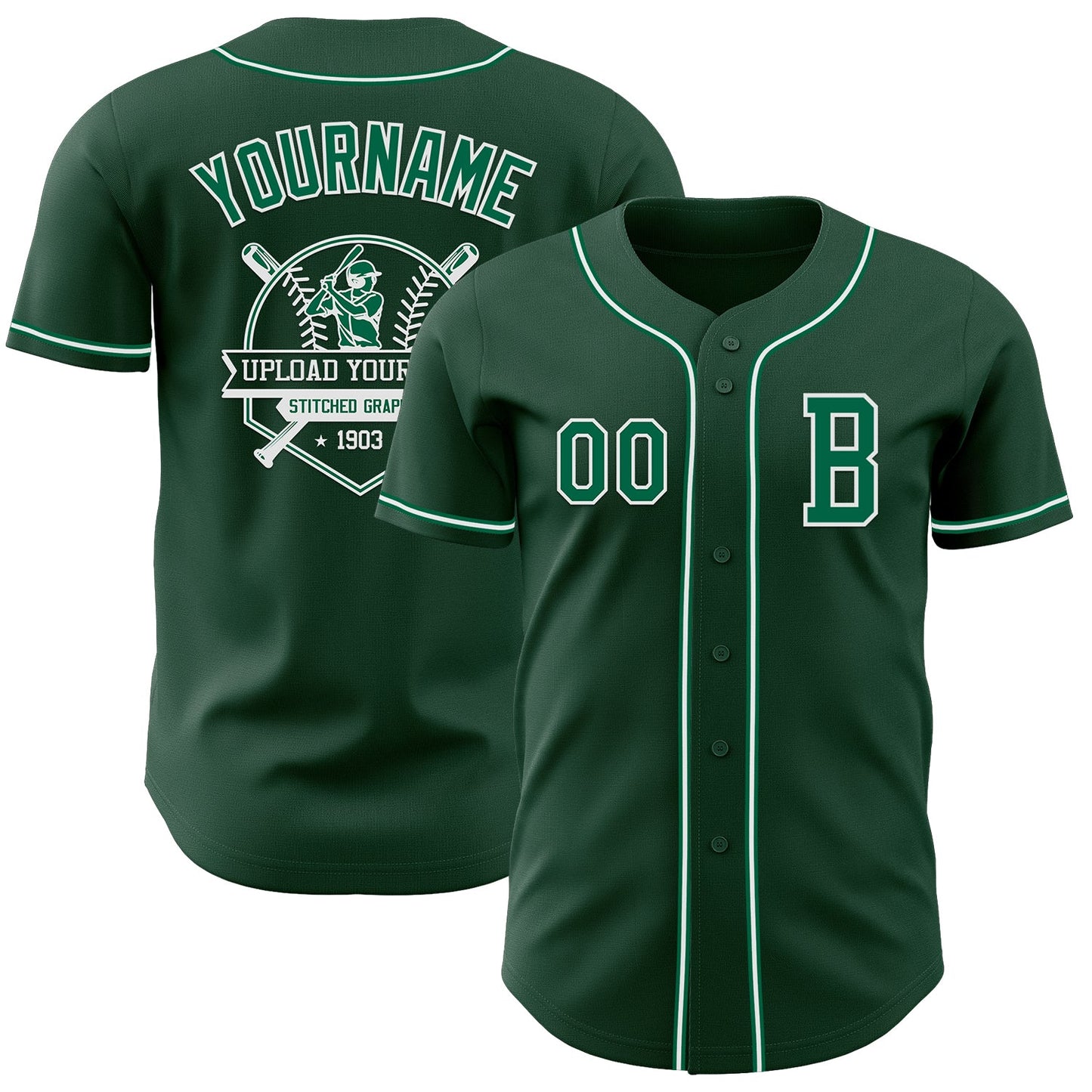 Custom Green Kelly Green-White Authentic Baseball Jersey - Sky-Custom