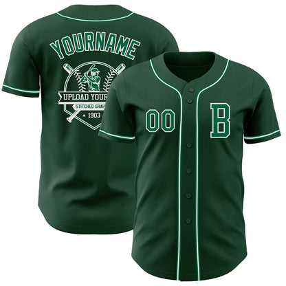 Custom Green Kelly Green-White Authentic Baseball Jersey - Sky-Custom