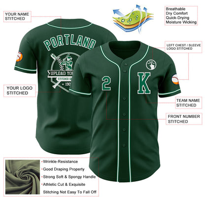 Custom Green Kelly Green-White Authentic Baseball Jersey - Sky-Custom