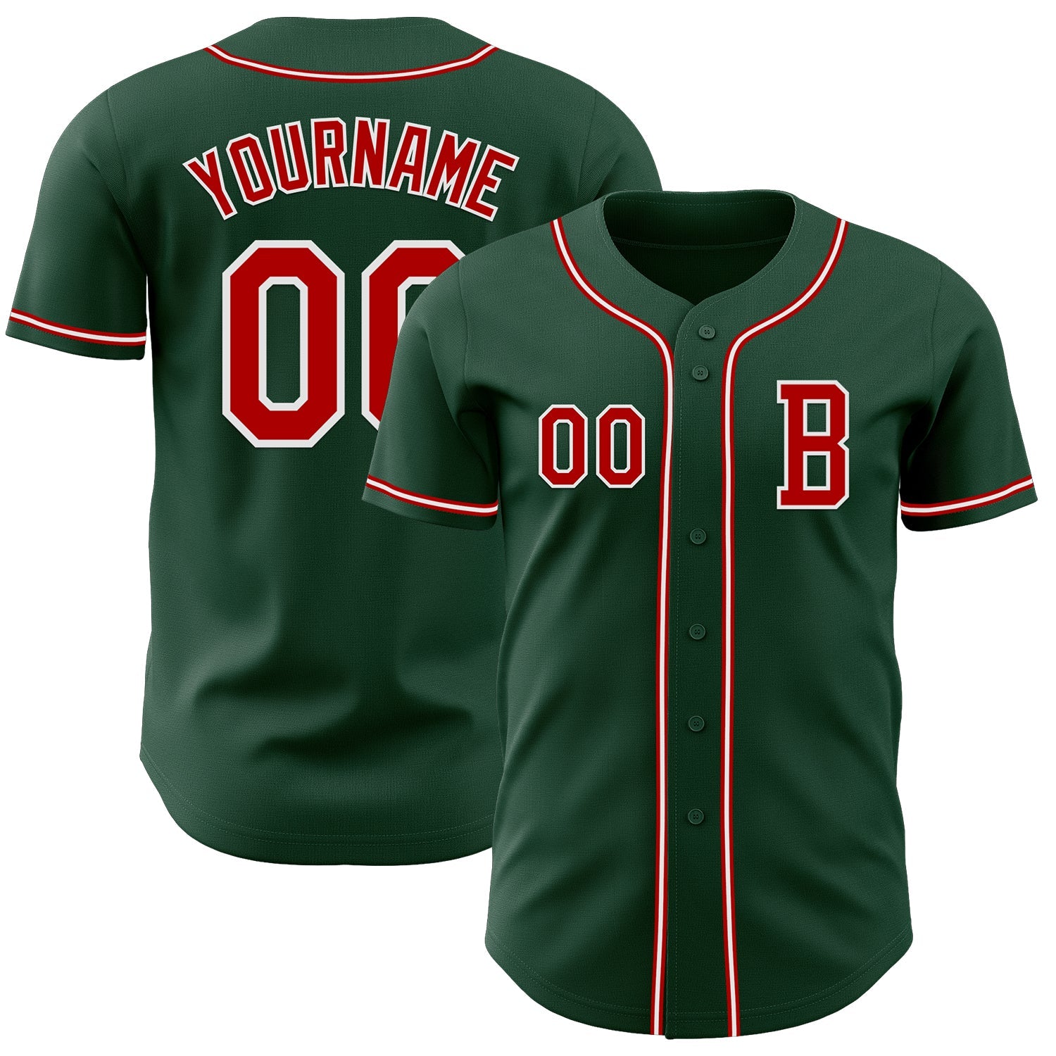 Custom Green Red-White Authentic Baseball Jersey - Sky-Custom