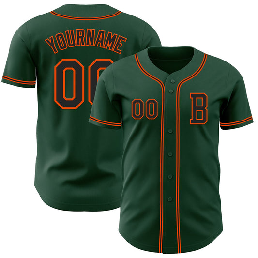 Custom Green Black-Orange Authentic Baseball Jersey - Sky-Custom