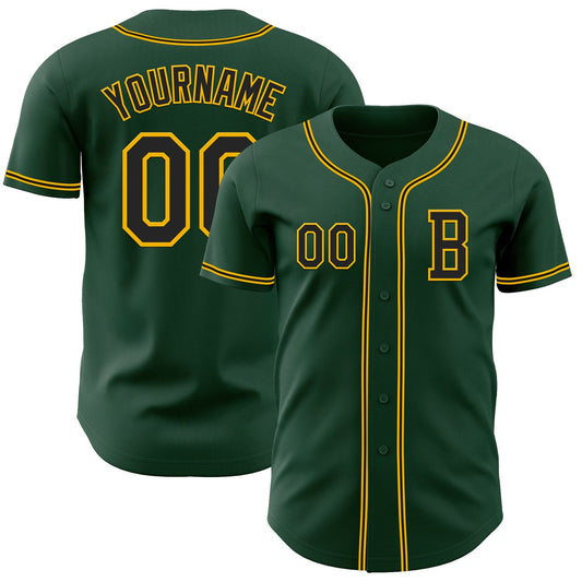 Custom Green Black-Gold Authentic Baseball Jersey - Sky-Custom