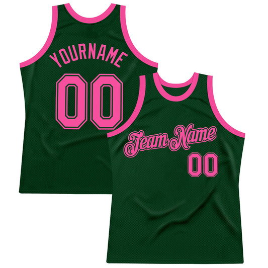 Custom Green Pink Authentic Throwback Basketball Jersey - Sky-Custom