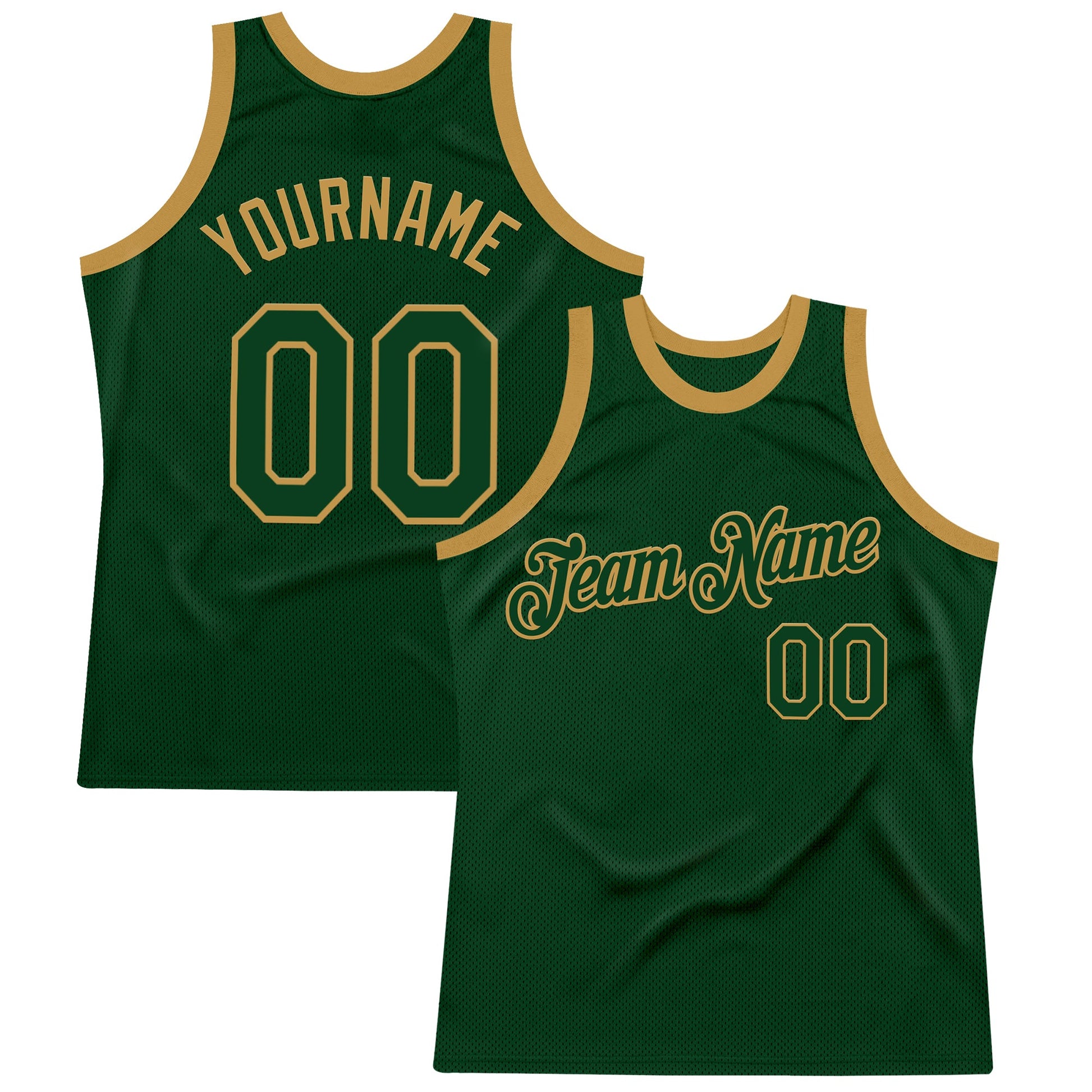 Custom Green Old Gold Authentic Throwback Basketball Jersey - Sky-Custom