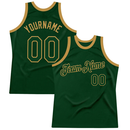 Custom Green Old Gold Authentic Throwback Basketball Jersey - Sky-Custom