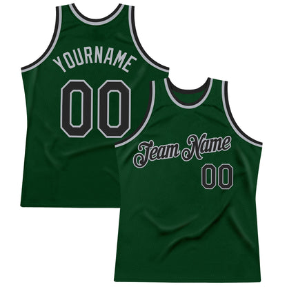 Custom Green Black-Gray Authentic Throwback Basketball Jersey - Sky-Custom