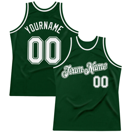 Custom Green White Authentic Throwback Basketball Jersey - Sky-Custom