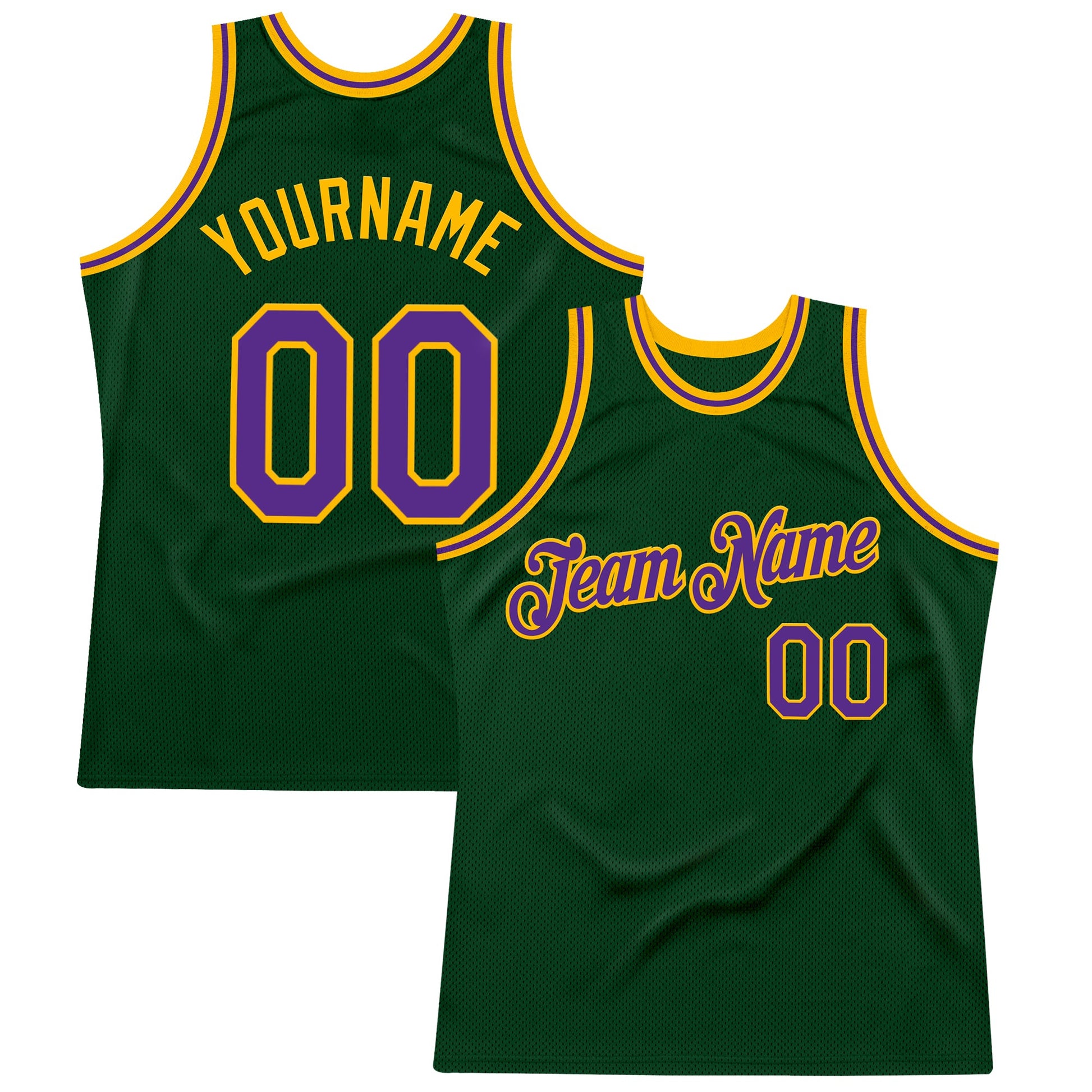 Custom Green Purple-Gold Authentic Throwback Basketball Jersey - Sky-Custom