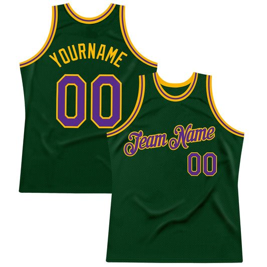 Custom Green Purple-Gold Authentic Throwback Basketball Jersey - Sky-Custom
