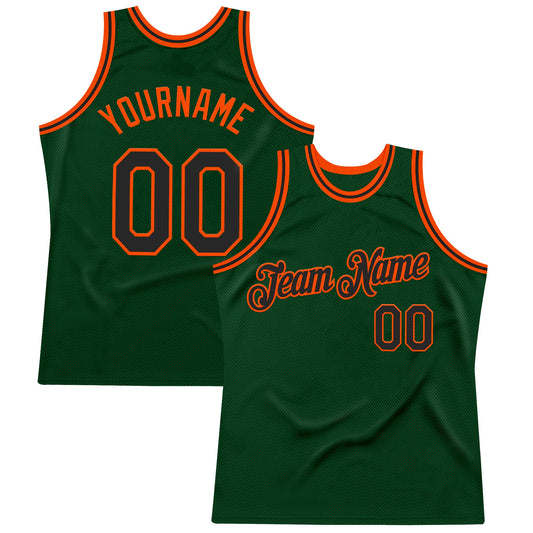 Custom Green Black-Orange Authentic Throwback Basketball Jersey - Sky-Custom
