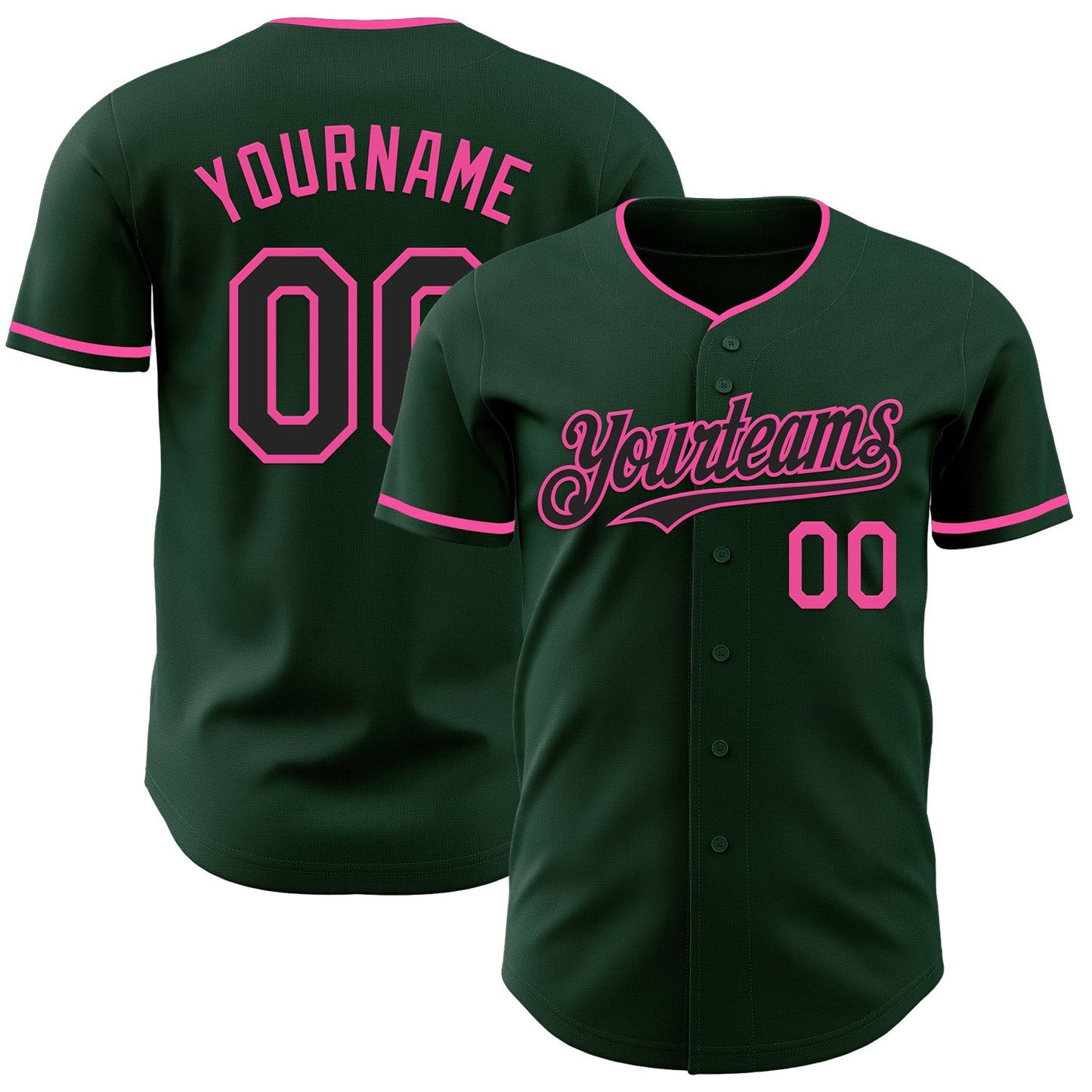 Custom Green Black-Pink Authentic Baseball Jersey - Sky-Custom