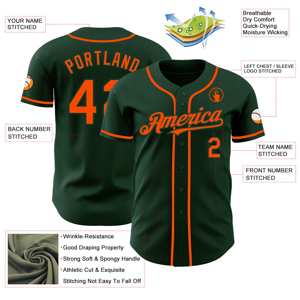 Custom Green Orange Authentic Baseball Jersey - Sky-Custom