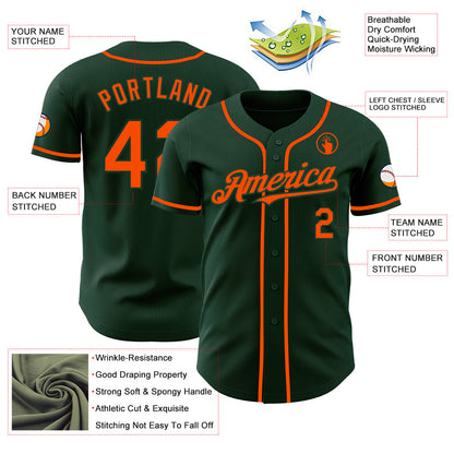 Custom Green Orange Authentic Baseball Jersey - Sky-Custom