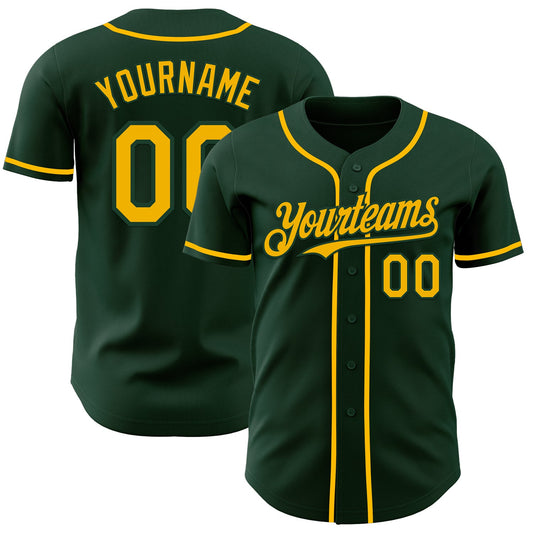 Custom Green Gold Authentic Baseball Jersey - Sky-Custom