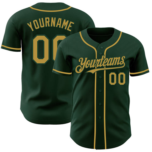 Custom Green Old Gold Authentic Baseball Jersey - Sky-Custom