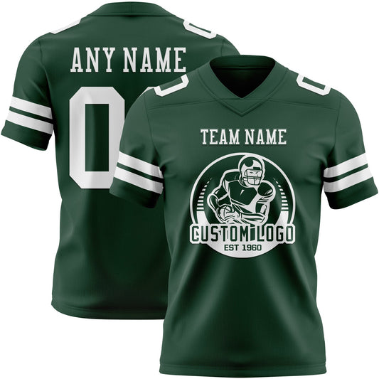 Custom Green White Mesh Authentic Football Jersey - Sky-Custom