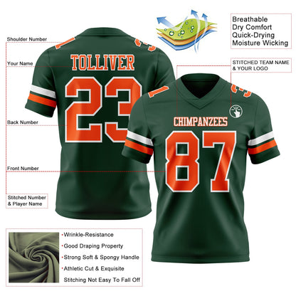 Custom Green Orange-White Mesh Authentic Football Jersey - Sky-Custom