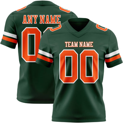 Custom Green Orange-White Mesh Authentic Football Jersey - Sky-Custom