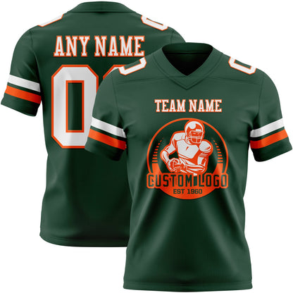 Custom Green White-Orange Mesh Authentic Football Jersey - Sky-Custom