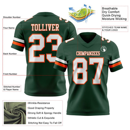 Custom Green White-Orange Mesh Authentic Football Jersey - Sky-Custom
