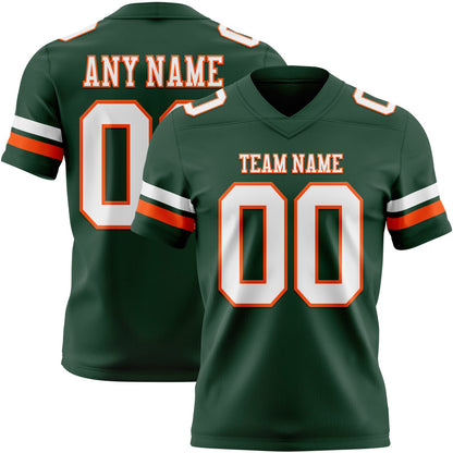 Custom Green White-Orange Mesh Authentic Football Jersey - Sky-Custom