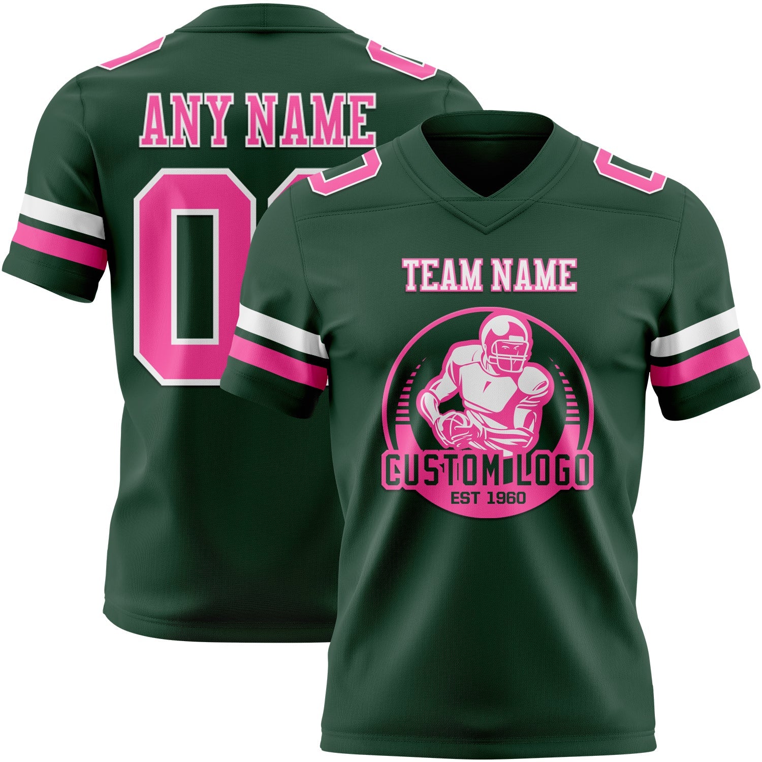 Custom Green Pink-White Mesh Authentic Football Jersey - Sky-Custom