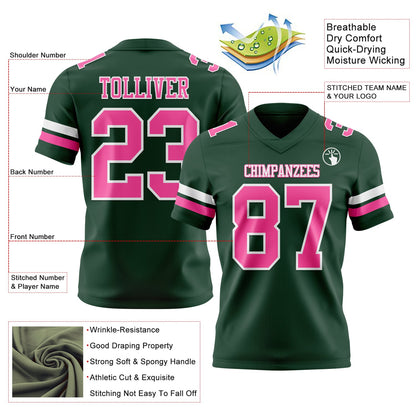 Custom Green Pink-White Mesh Authentic Football Jersey - Sky-Custom