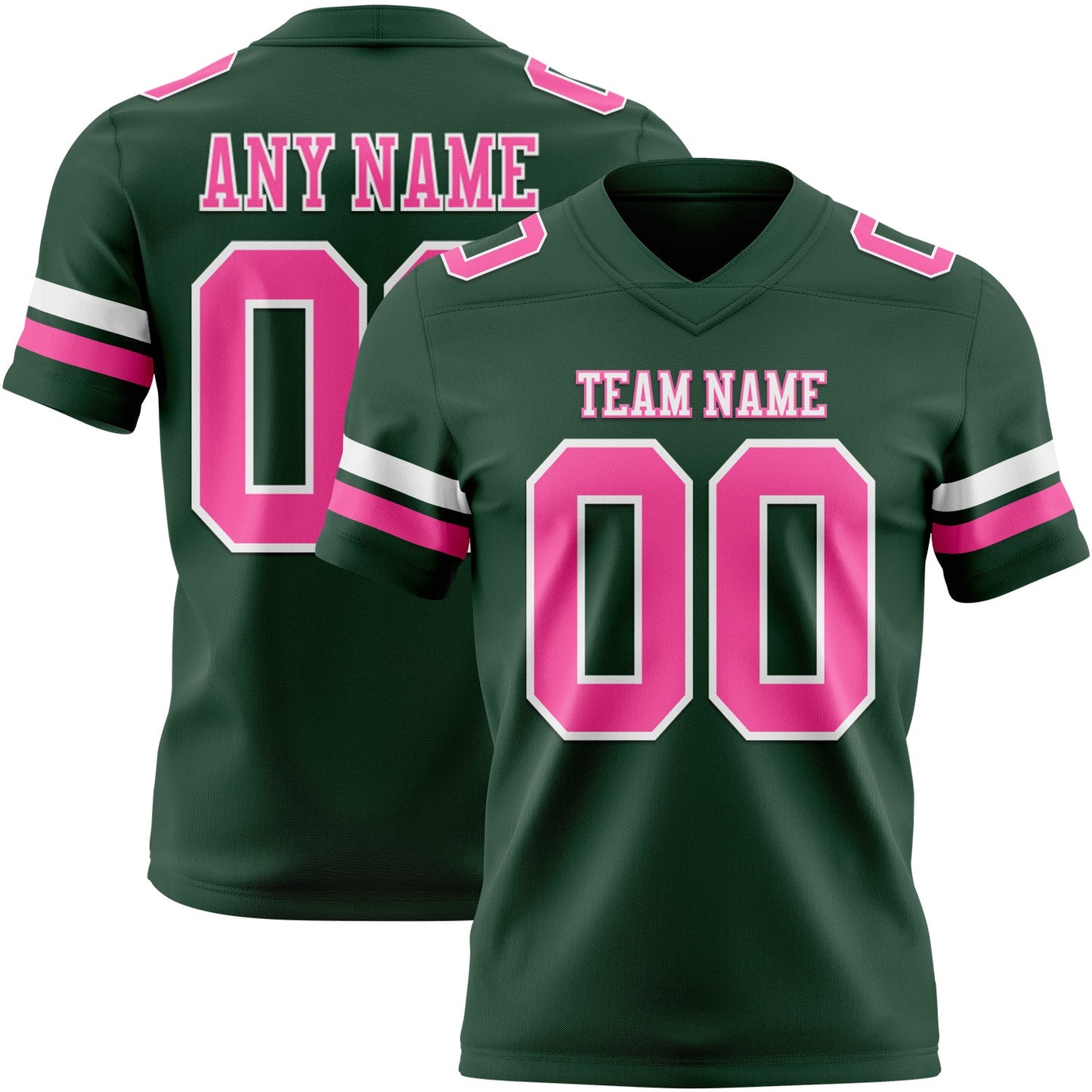 Custom Green Pink-White Mesh Authentic Football Jersey - Sky-Custom