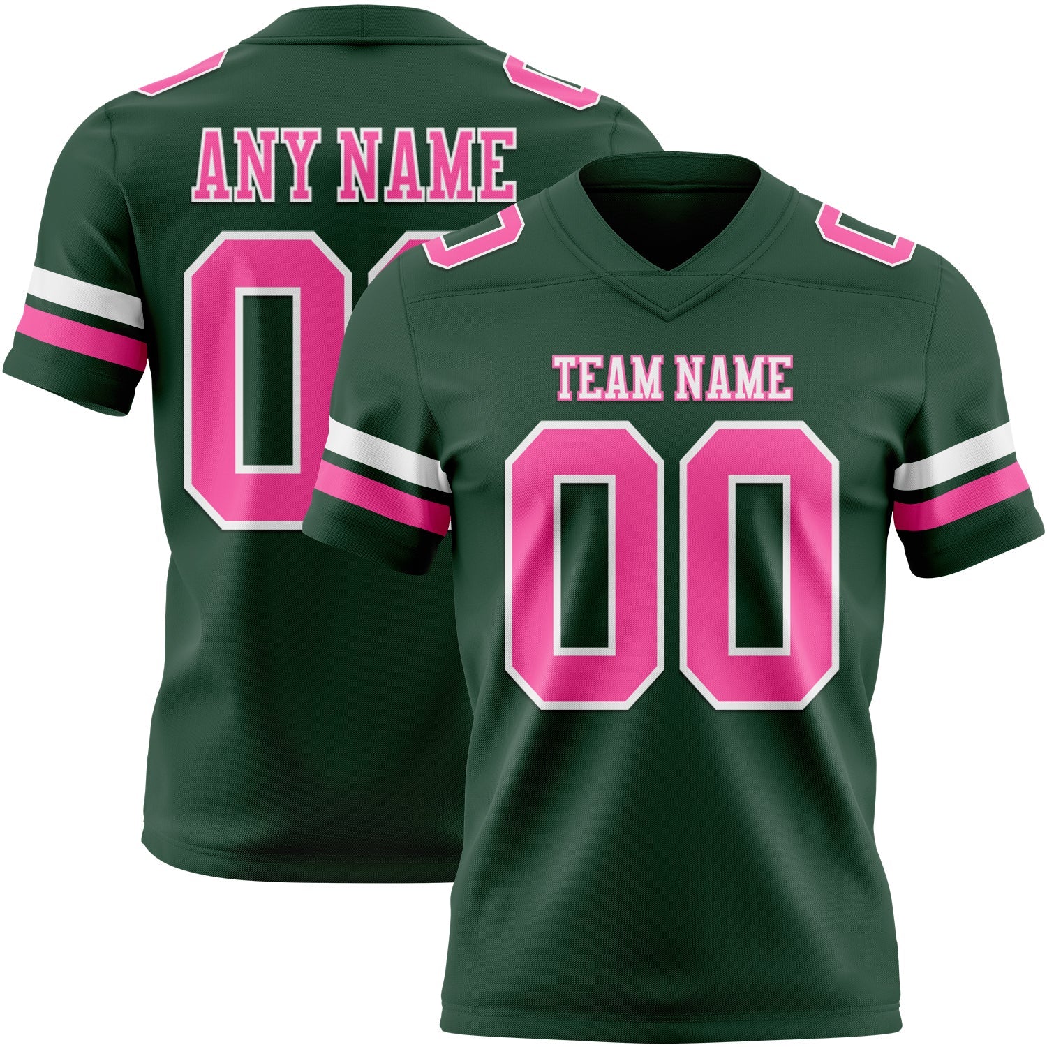 Custom Green Pink-White Mesh Authentic Football Jersey - Sky-Custom