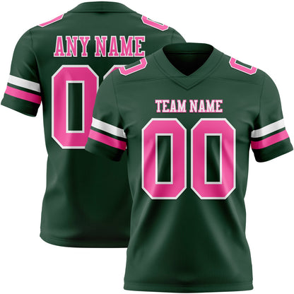 Custom Green Pink-White Mesh Authentic Football Jersey - Sky-Custom