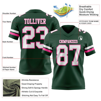 Custom Green White-Pink Mesh Authentic Football Jersey - Sky-Custom