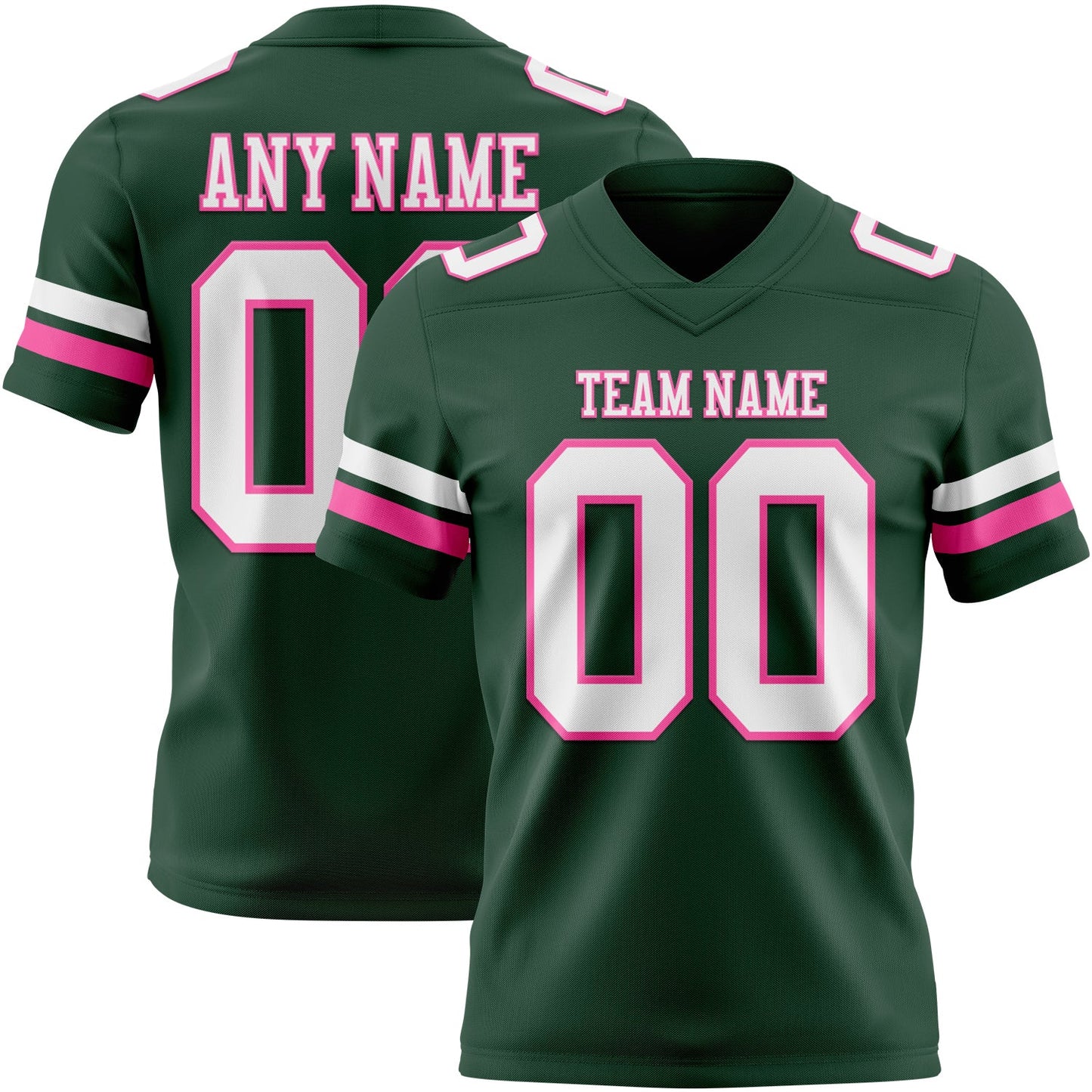Custom Green White-Pink Mesh Authentic Football Jersey - Sky-Custom