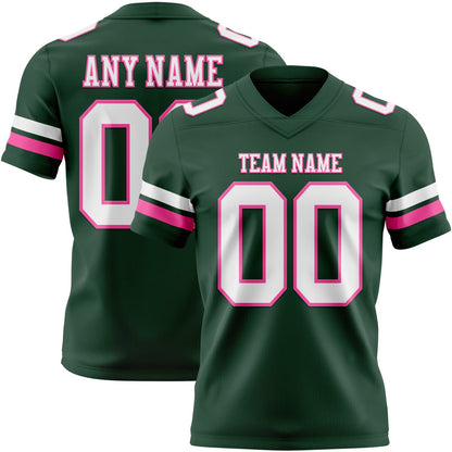 Custom Green White-Pink Mesh Authentic Football Jersey - Sky-Custom