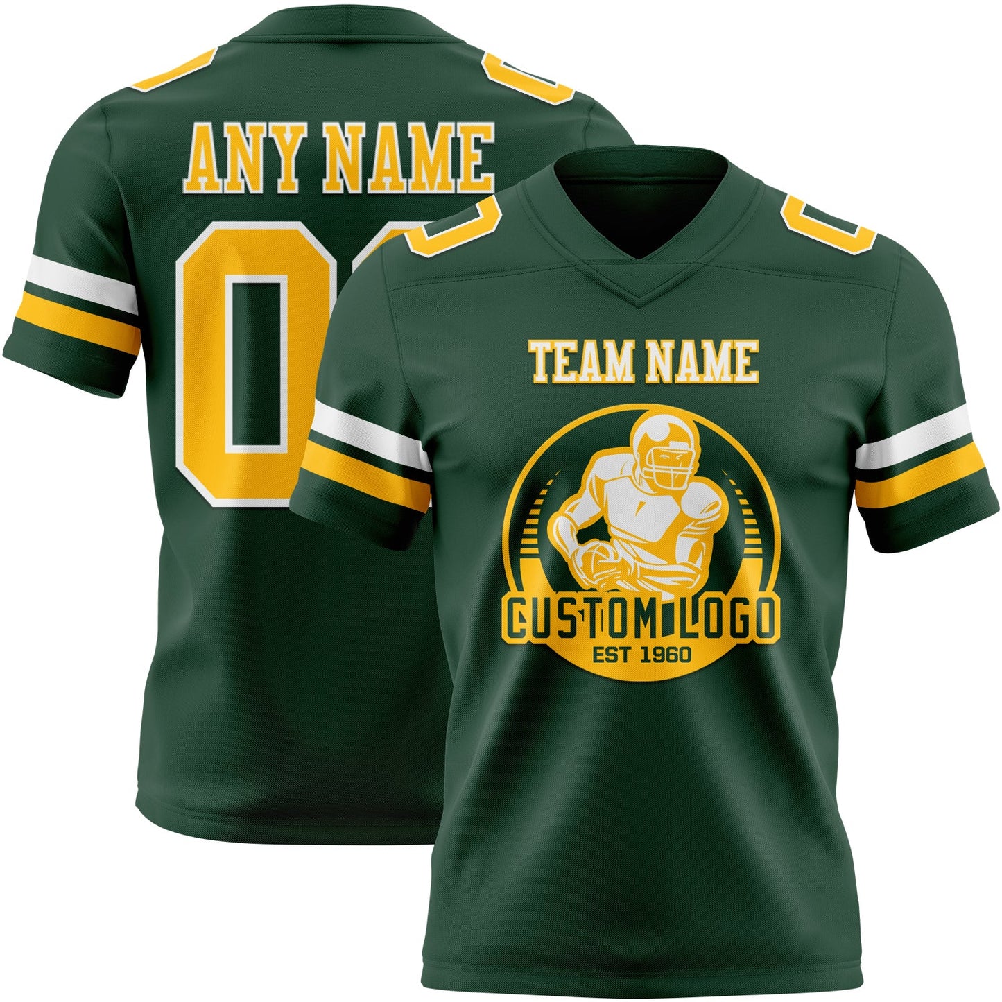 Custom Green Gold-White Mesh Authentic Football Jersey - Sky-Custom