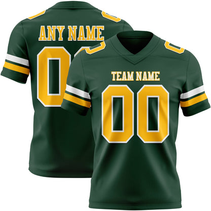 Custom Green Gold-White Mesh Authentic Football Jersey - Sky-Custom